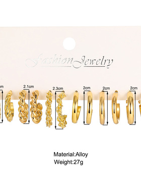 Earring Sets金属麻花耳环套装24件套简约仿珍珠耳环耳饰三管珍珠