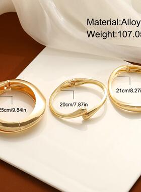 个性金属亮面开口手镯简约手环套装3件套Women Bracelet Gift Set