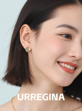 URREGINA新款玫瑰花银耳钉