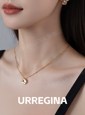 URREGINA新款银玫瑰花吊坠项链