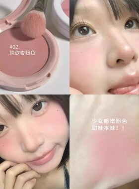 低饱和单色腮红盘棕灰粉色柔雾女