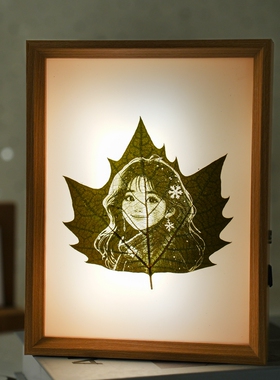 树叶雕刻照片定制创意树叶画diy送女朋友教师节生日礼物女梧桐叶