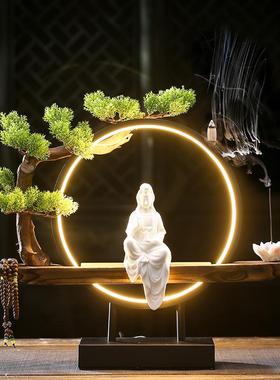 新中式灯饰禅意倒流香摆件创意家用室内桌面大号香薰炉家居礼品