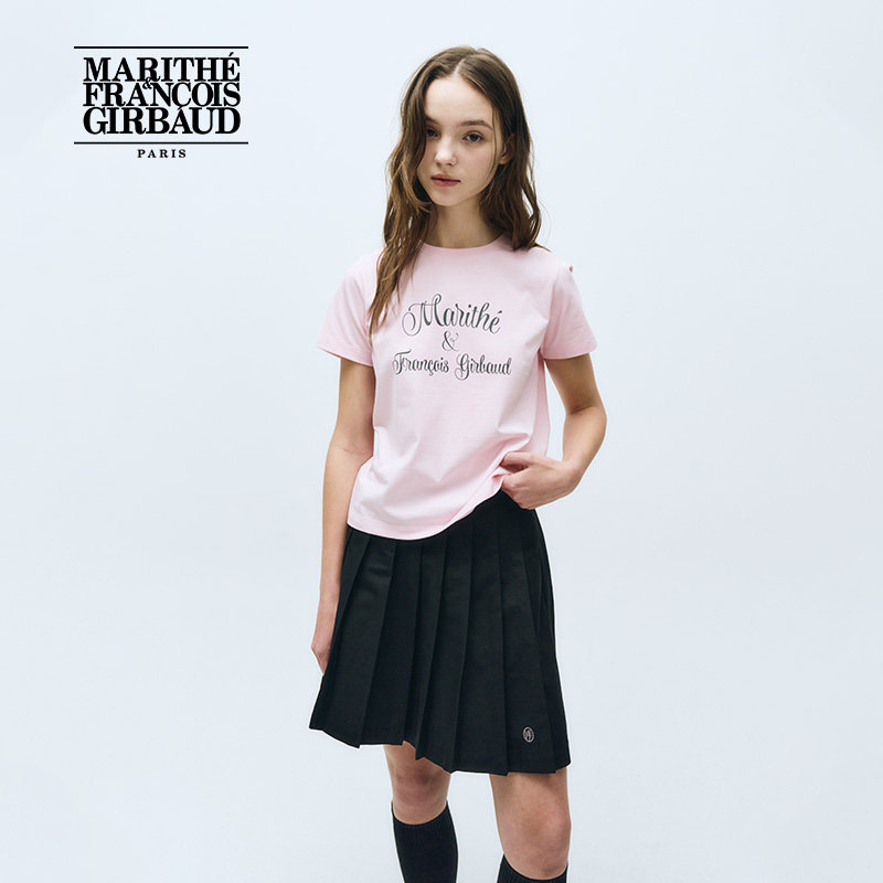 MARITHE 女士印花LOGO短袖T恤 潮流圆领休闲舒适上衣2025年夏韩系,淘宝优惠券,粉丝福利购,淘宝优惠卷