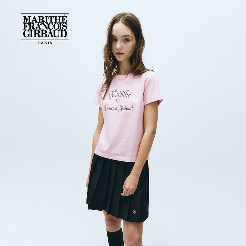 MARITHE 女士印花LOGO短袖T恤 潮流圆领休闲舒适上衣2025年夏韩系,淘宝优惠券,粉丝福利购,淘宝优惠卷