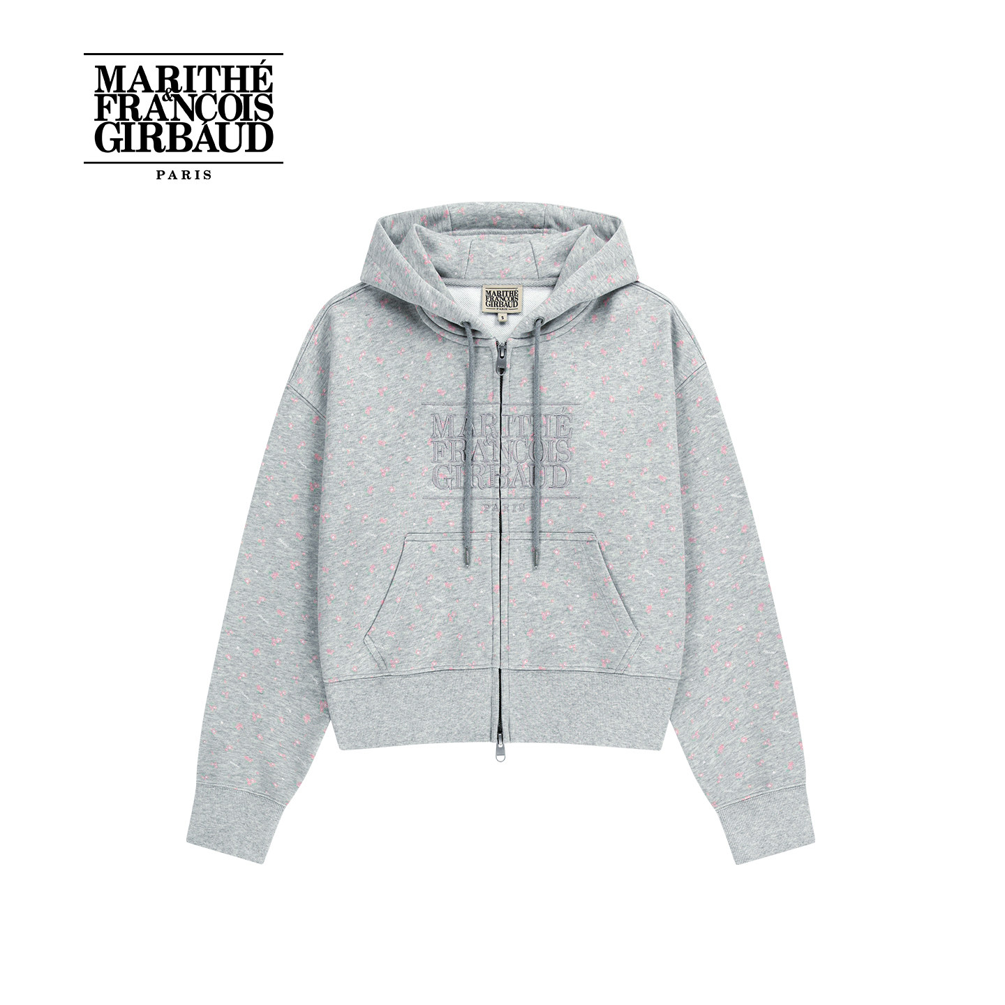 MARITHE女士经典LOGO拉链短卫衣 潮流简约时尚刺绣外套2026年春,淘宝优惠券,粉丝福利购,淘宝优惠卷