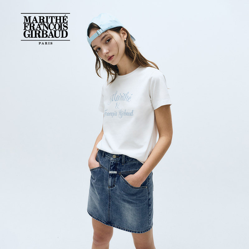 MARITHE 女士印花LOGO短袖T恤 潮流圆领休闲舒适上衣2025年夏韩系,淘宝优惠券,粉丝福利购,淘宝优惠卷