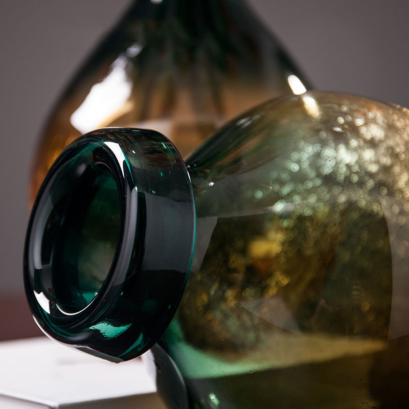 双色冰裂玻璃花瓶加厚现代美式客厅餐桌会议桌高档水培花器装饰品,淘宝优惠券,粉丝福利购,淘宝优惠卷