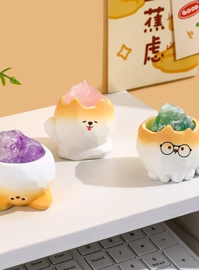 正版小柴犬小狗水晶电脑小摆件