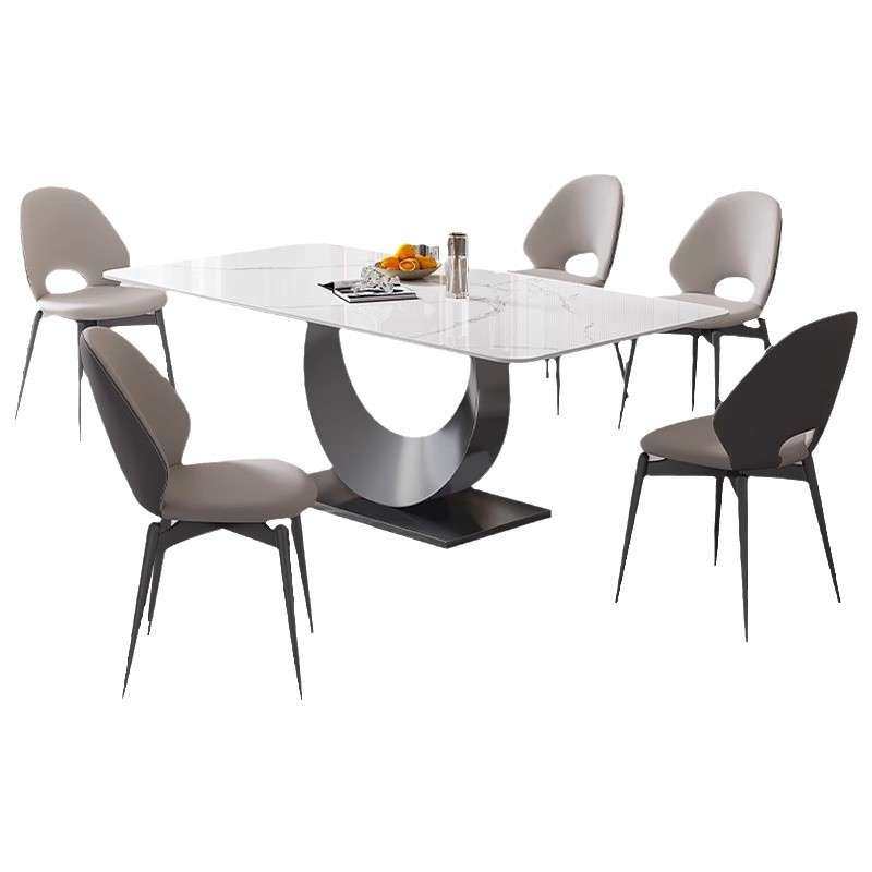 轻奢高端长方形岩板餐桌家用客厅现代简约不锈钢饭桌子桌椅组合,淘宝优惠券,粉丝福利购,淘宝优惠卷
