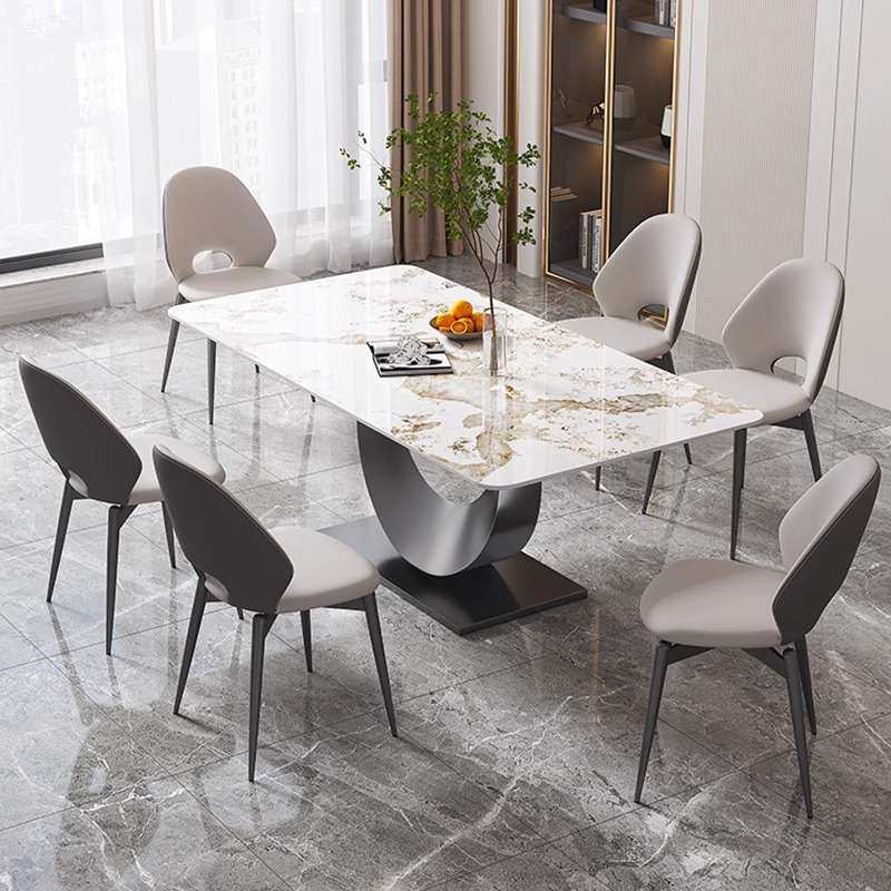 轻奢高端长方形岩板餐桌家用客厅现代简约不锈钢饭桌子桌椅组合,淘宝优惠券,粉丝福利购,淘宝优惠卷