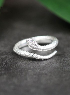 灵蛇蛇形戒指男女尾戒小蛇食指戒开口可调节小众设计个性指环简约