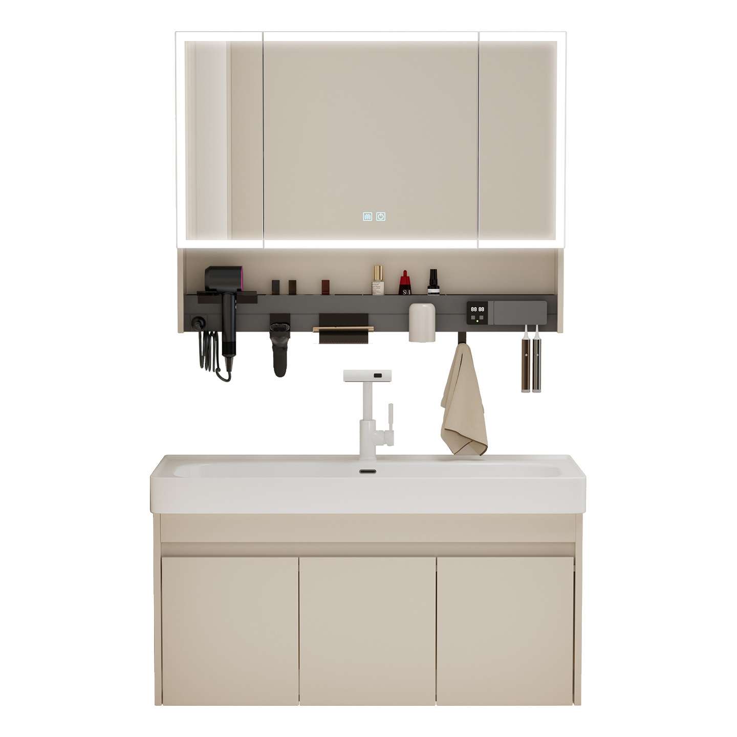 长48/58/68/78/88/98cm多层实木多功能浴室柜加深陶瓷一体盆44宽 - 图3