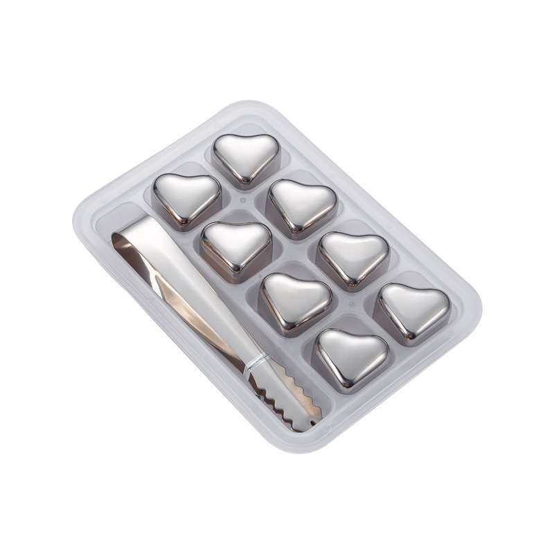 304不锈钢心形冰块套装PP盒带夹子 金属冰镇速冻冰块心形冰块,淘宝优惠券,粉丝福利购,淘宝优惠卷