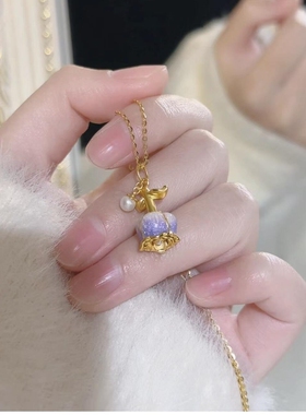 紫色玫瑰花项链锁骨链可伸缩玫瑰