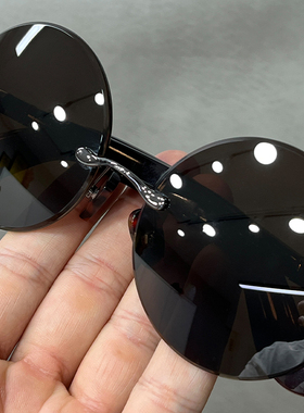 天然茶色水晶石眼镜石头镜圆款东海原石打磨清凉养目高清