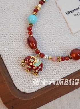 张十六红小象铜合金手工毛衣链