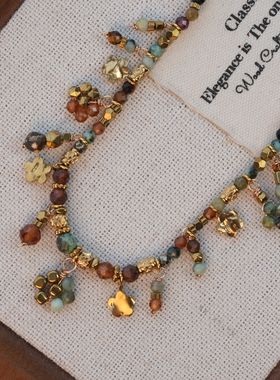 ：张十六古风铜合金手工串珠项链