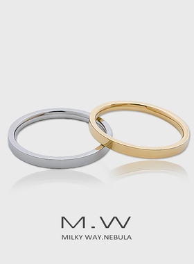 M.W18K白金素圈尾戒男女情侣对戒