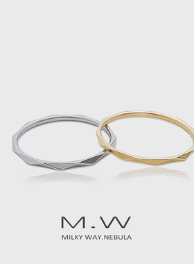 MW18K白金菱形戒指1mm小众设计
