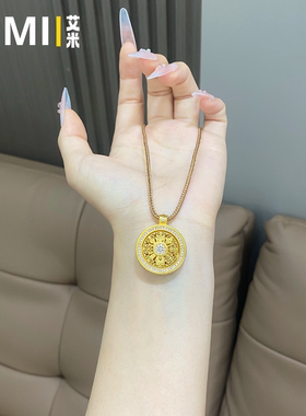 古法旋转八宝罗盘镂空吊坠