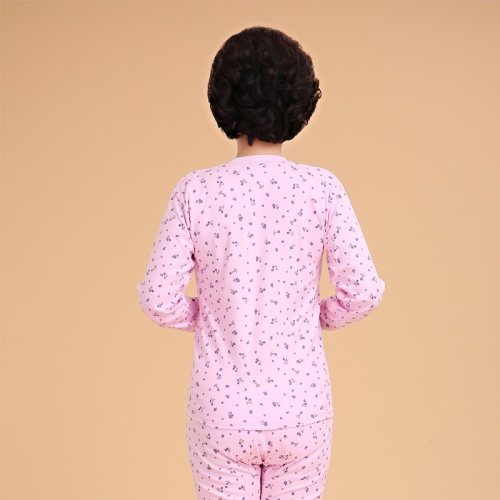 秋衣秋裤女中老年妈妈全棉保暖内衣加肥大码小碎花纯棉套装棉毛衫 - 图0
