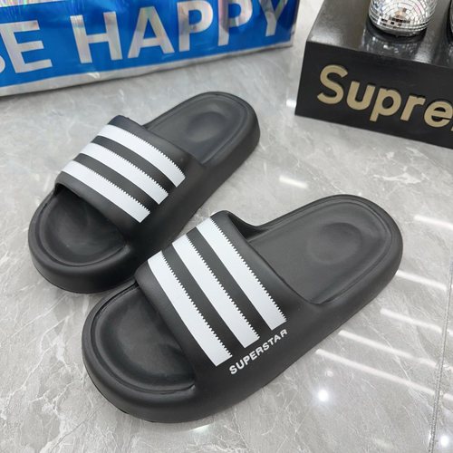 2025经典三条杠4厘米时尚百搭情侣拖鞋EVA洗澡浴室百搭情侣凉拖鞋 - 图1