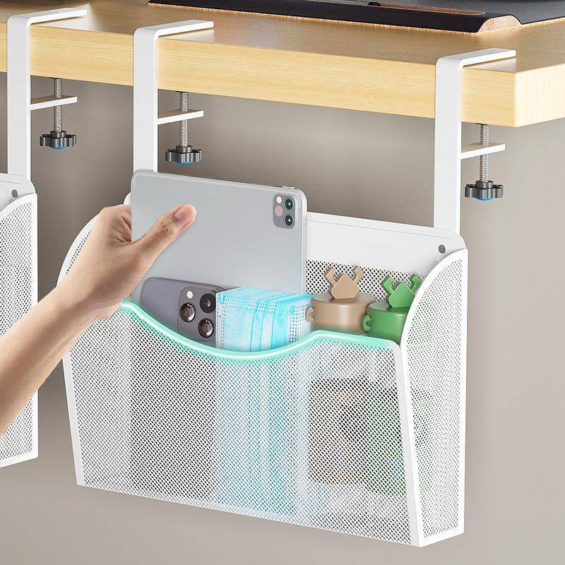 宿舍桌下置物架书桌边书架收纳神器桌底架子整理书籍挂篮空间利用 - 图1