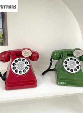 玩具小电话机儿童摄影仿真复古怀旧老式座机道具储蓄存钱罐摆件
