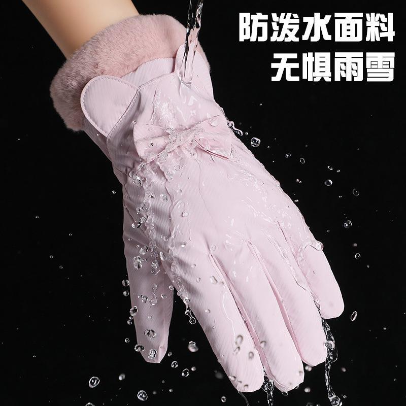 电动车手套防水防风秋冬季户外骑行防寒新款加绒加厚女款保暖触屏 - 图1