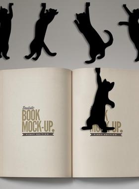 猫猫组合书签铁艺黑色仿真动物装饰新款剪影简约艺术品摆具物爆款