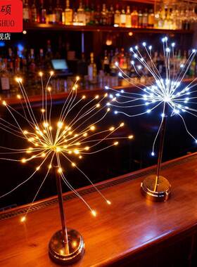 情人节氛围布置LED烟火灯小夜灯少女心房间桌面摆件生日场景装饰