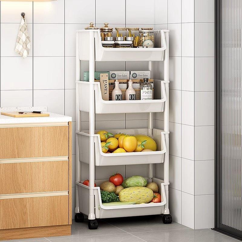 厨房多功能置物架可移动小推车书架落地家用多层零食收纳柜置物架 - 图2