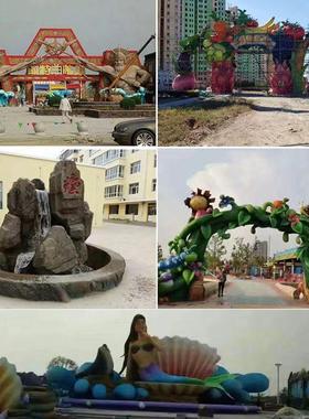 大型户外水泥假山假树塑石门头栏杆溶洞游乐园影视造景景观雕塑