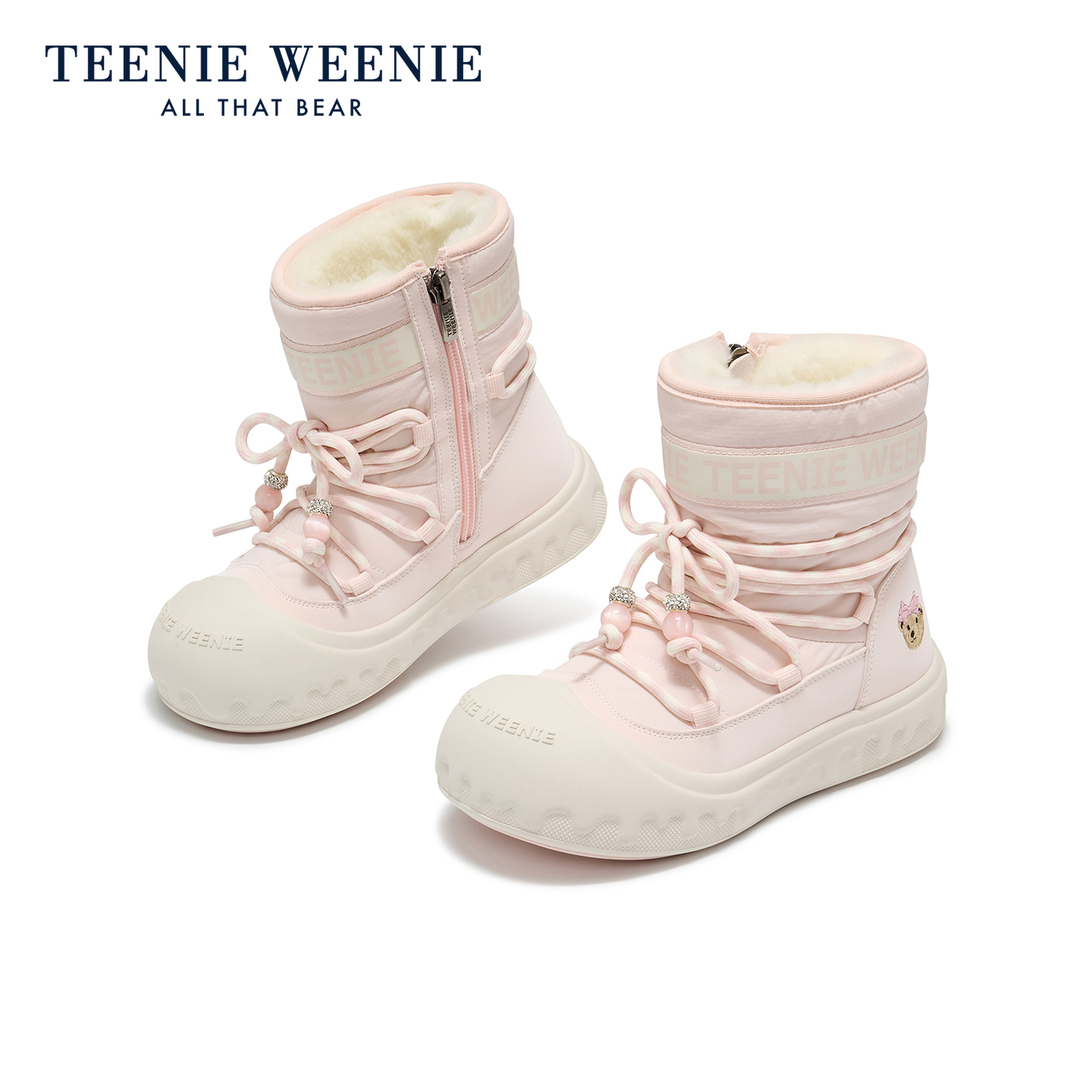 TeenieWeenie girls' cotton shoes with velvet in winter