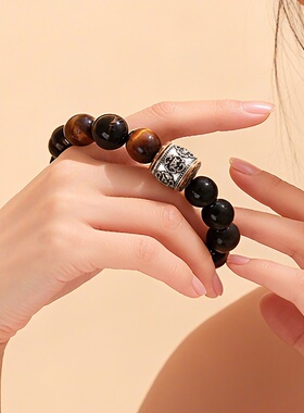 天然黄虎眼金曜石大颗粒手链