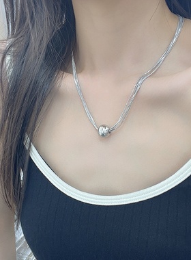 韩系百搭多层盒子链圆球锁骨链