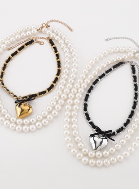 欧美新款复古PU链条颈链