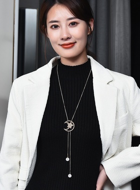 韩版星月流苏珍珠毛衣链长款