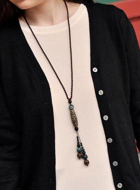 复古连衣裙项链子长款到胸毛衣链百搭女简约民族风挂件挂饰装饰品