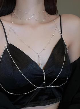 十里间小众少女纯欲风亮晶晶后背身体链氛围感仙气锁骨链