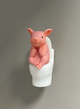 拉屎搭子小猪上厕所治愈系摆件
