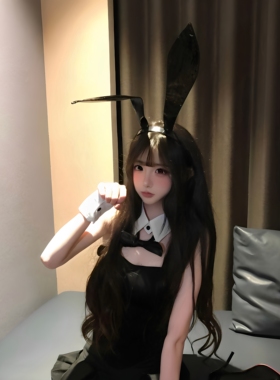 黑色皮质兔耳朵发箍万圣节cos兔女郎头饰男女士性感拍照装扮道具