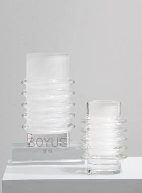 现代简约白色螺旋直筒水晶玻璃花瓶民宿样板间售楼处桌面装饰摆件