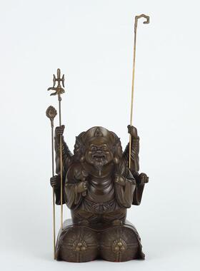 纯黄铜大黑天摆件创意中式家居送礼玄关办公室装饰工艺品