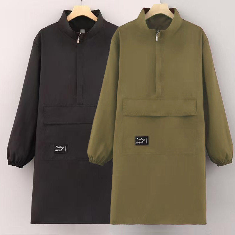 新款防泼水罩衣简约做饭围腰定制长袖围裙厨房家用上班工作服男女 - 图0