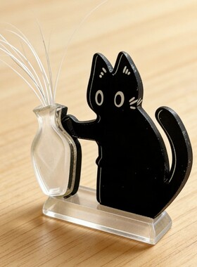 猫咪胡须收纳冰箱贴猫胡子毛发收集神器小猫推瓶子可爱立牌磁吸贴