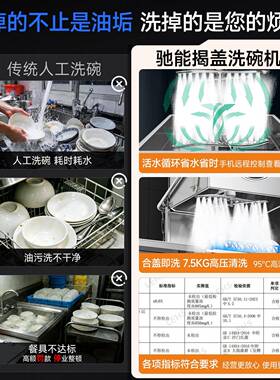 驰能洗碗机商用全自动大小型饭店餐厅火锅餐饮酒店食堂揭盖洗杯机