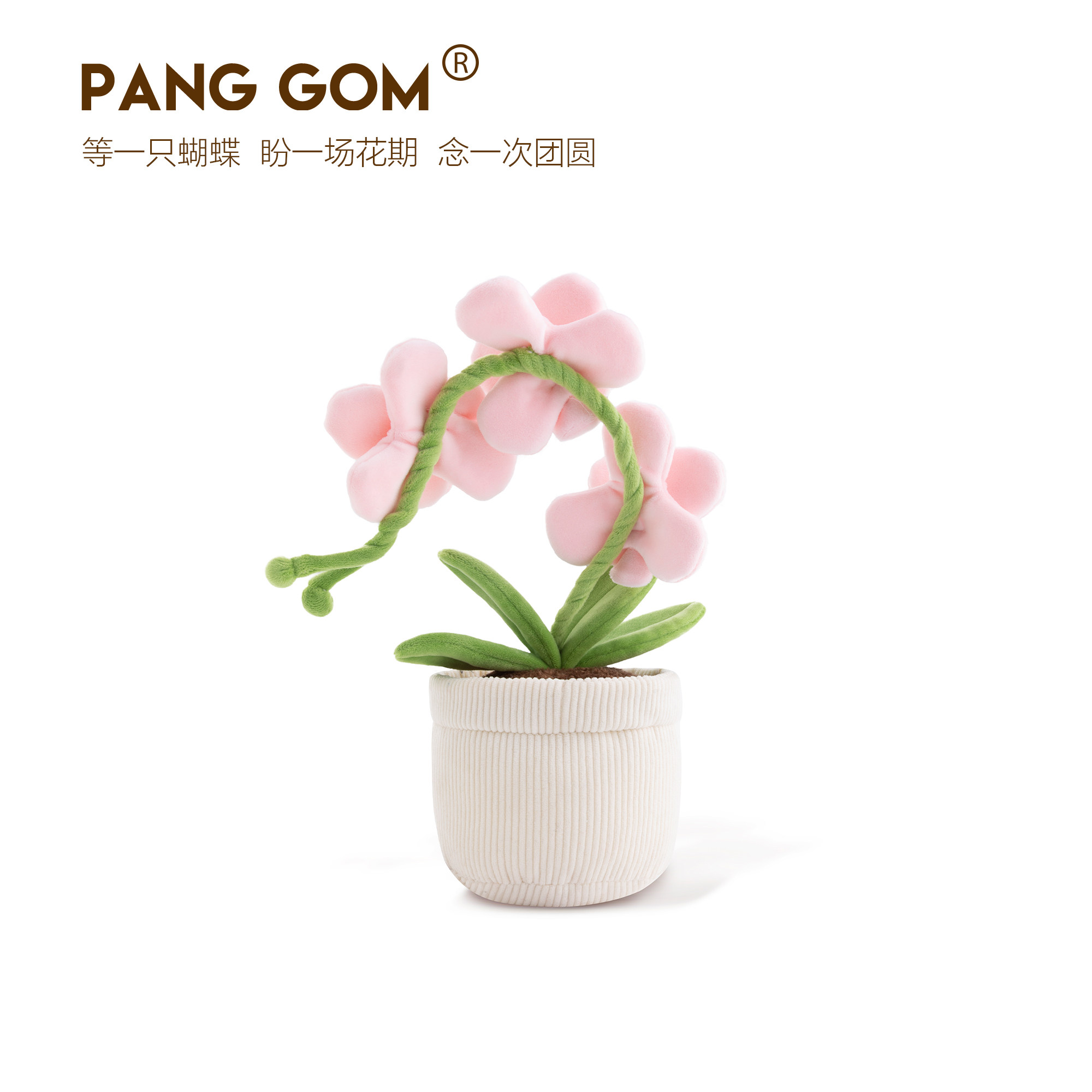 PANG GOM粉色蝴蝶兰花盆栽毛绒玩具送礼柔软治愈植物花卉玩偶公仔,淘宝优惠券,粉丝福利购,淘宝优惠卷
