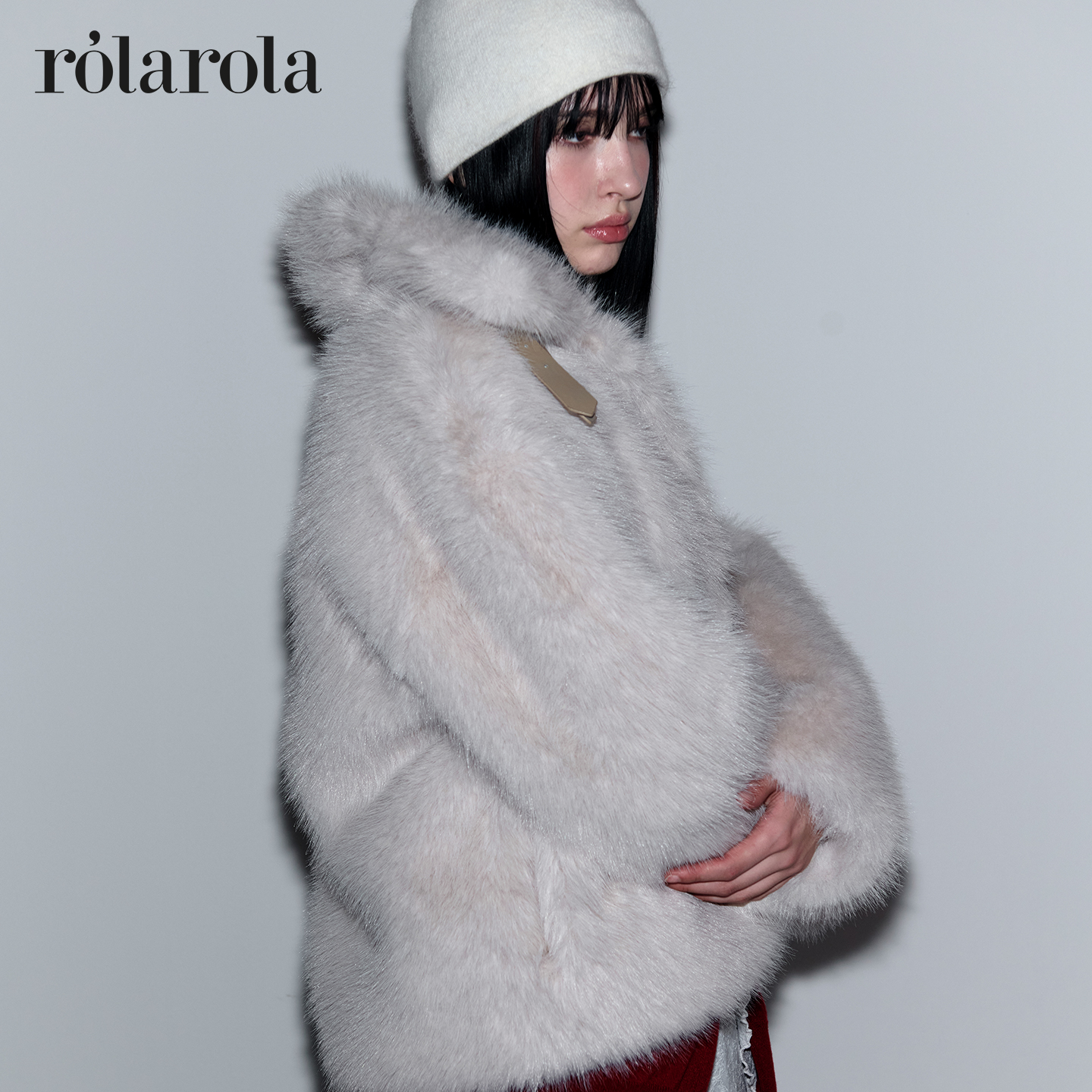 [张元英同款]ROLAROLA25年秋冬新款仿皮草大衣女短款宽松毛毛外套 - 图2